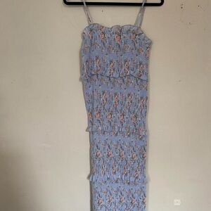 Floral Blue Sleeveless Dress